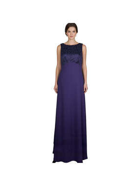 Rhapsody Purple Sleeveless Formal Gown with Beaded Bodice – Size M